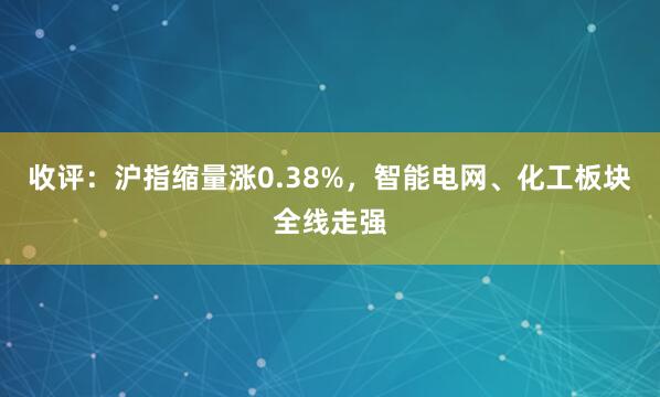 收评：沪指缩量涨0.38%，智能电网、化工板块全线走强