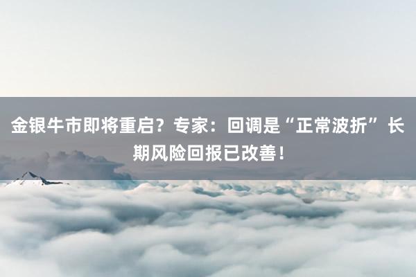 金银牛市即将重启？专家：回调是“正常波折” 长期风险回报已改善！