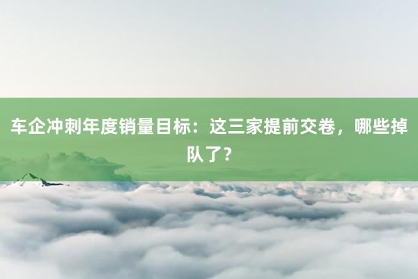 车企冲刺年度销量目标：这三家提前交卷，哪些掉队了？