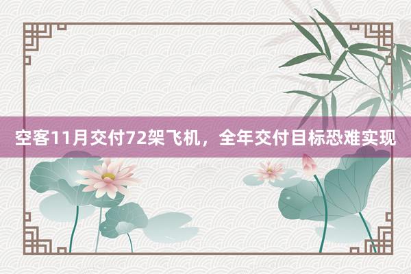 空客11月交付72架飞机，全年交付目标恐难实现