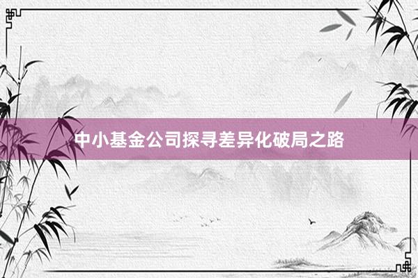 中小基金公司探寻差异化破局之路