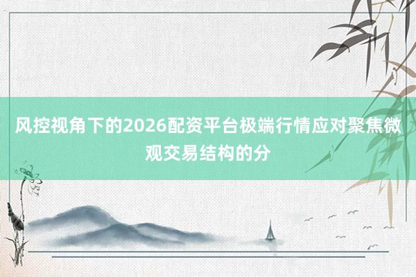 风控视角下的2026配资平台极端行情应对聚焦微观交易结构的分