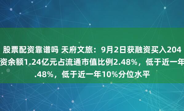 股票配资靠谱吗 天府文旅：9月2日获融资买入2043.67万元，融资余额1.24亿元占流通市值比例2.48%，低于近一年10%分位水平