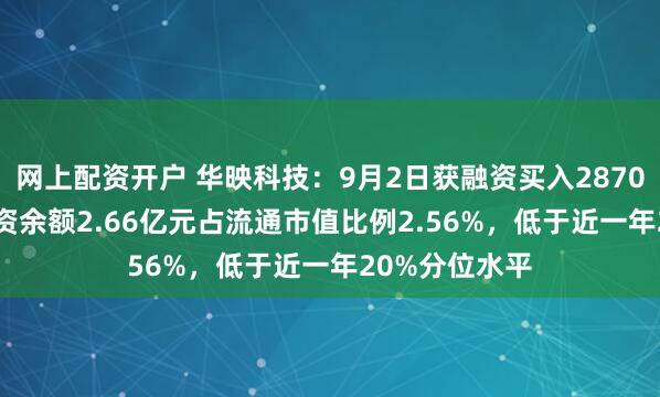 网上配资开户 华映科技：9月2日获融资买入2870.15万元，融资余额2.66亿元占流通市值比例2.56%，低于近一年20%分位水平