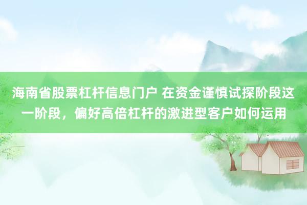海南省股票杠杆信息门户 在资金谨慎试探阶段这一阶段，偏好高倍杠杆的激进型客户如何运用