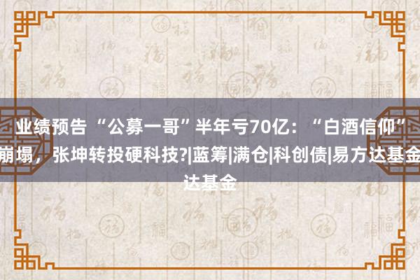 业绩预告 “公募一哥”半年亏70亿：“白酒信仰”崩塌，张坤转投硬科技?|蓝筹|满仓|科创债|易方达基金