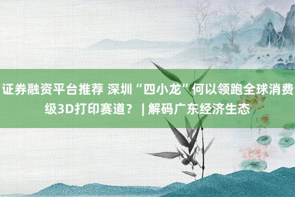 证券融资平台推荐 深圳“四小龙”何以领跑全球消费级3D打印赛道？ | 解码广东经济生态