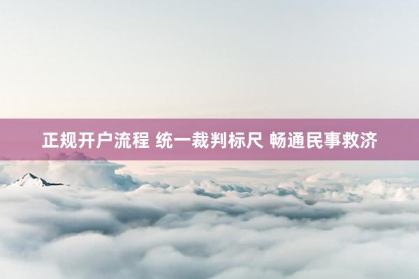 正规开户流程 统一裁判标尺 畅通民事救济