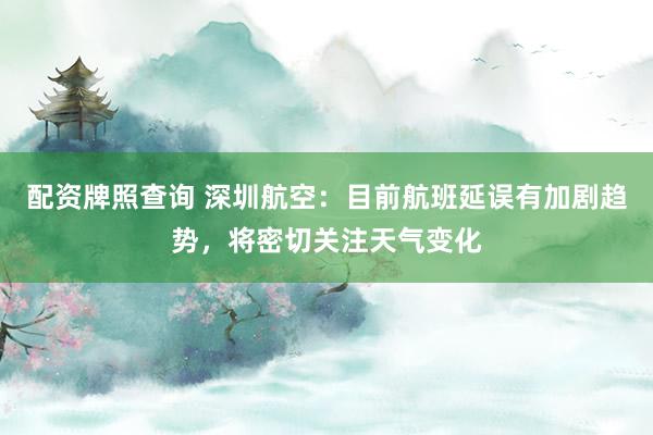 配资牌照查询 深圳航空：目前航班延误有加剧趋势，将密切关注天气变化